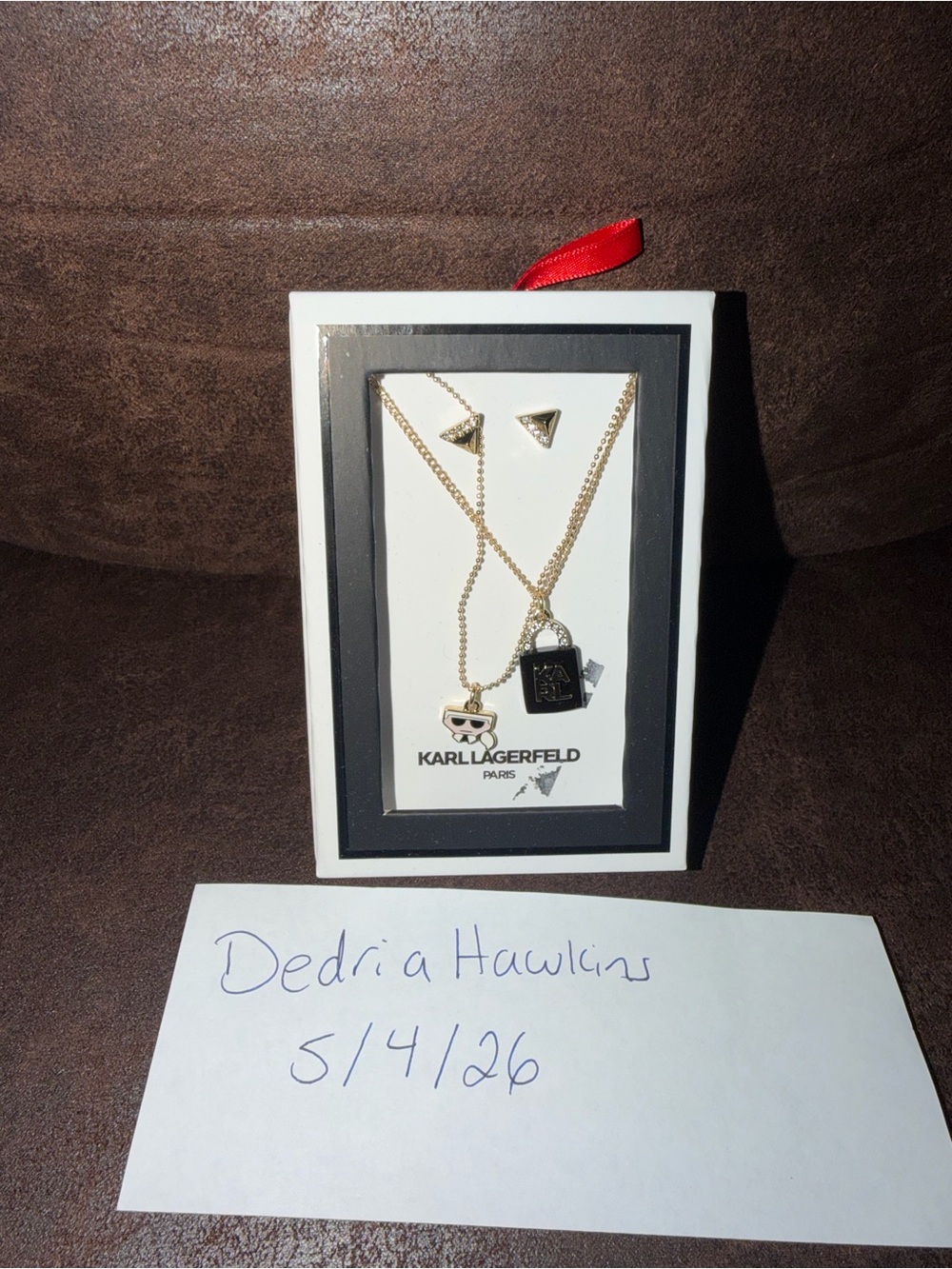 Karl Lagerfeld Gold-Tone Charm Necklace and Stud Earrings Set